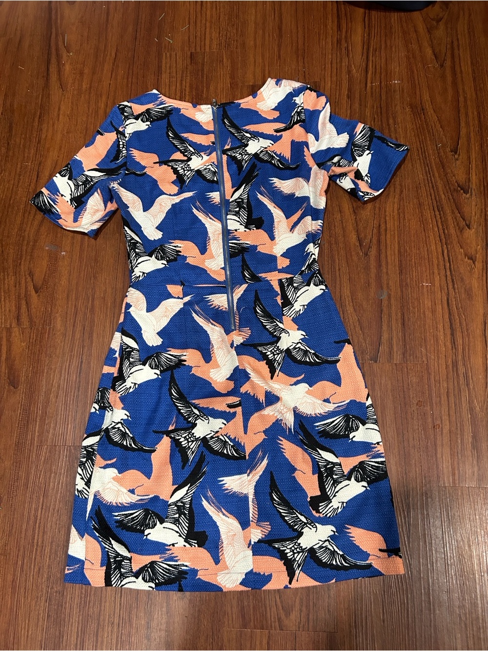 Blue & Pink Printed Short Sleeve Shift Dress Sz 2